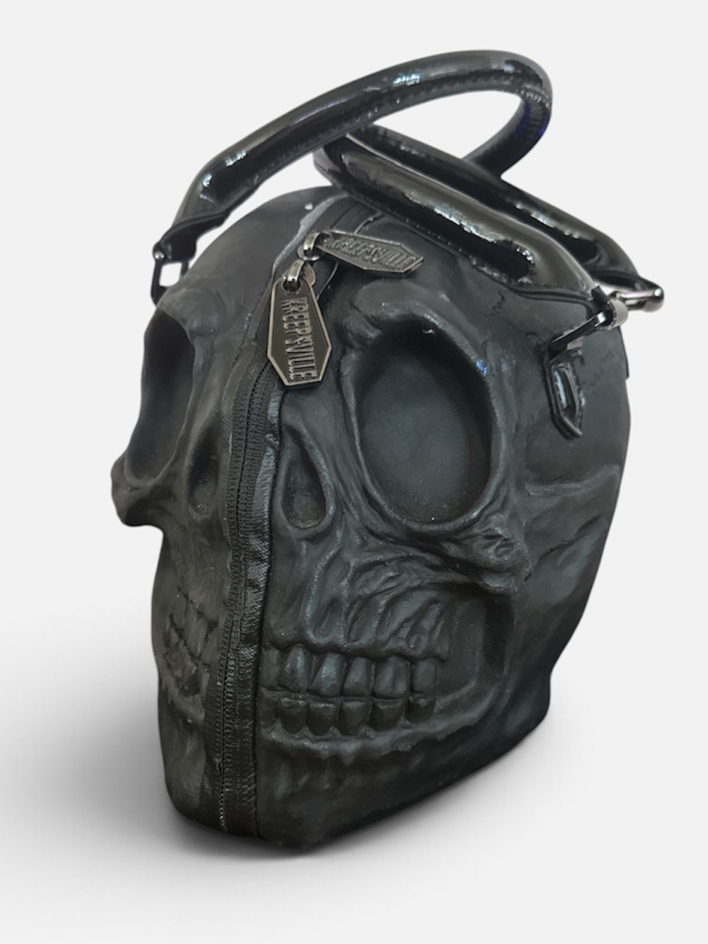 Kreepsville 666 Black Latex Skull Handbag